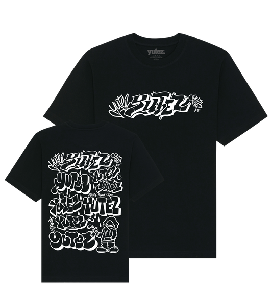 YUTEZ THROWY T SHIRT - BLACK