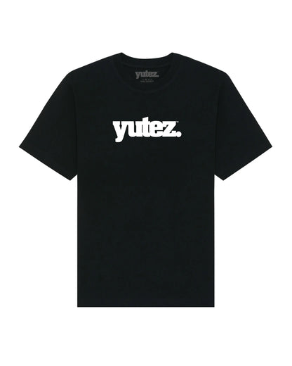 Black t-shirt with 'YUTEZ' branding on a white background